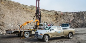 Drillwell vehicles and equipment on a job site